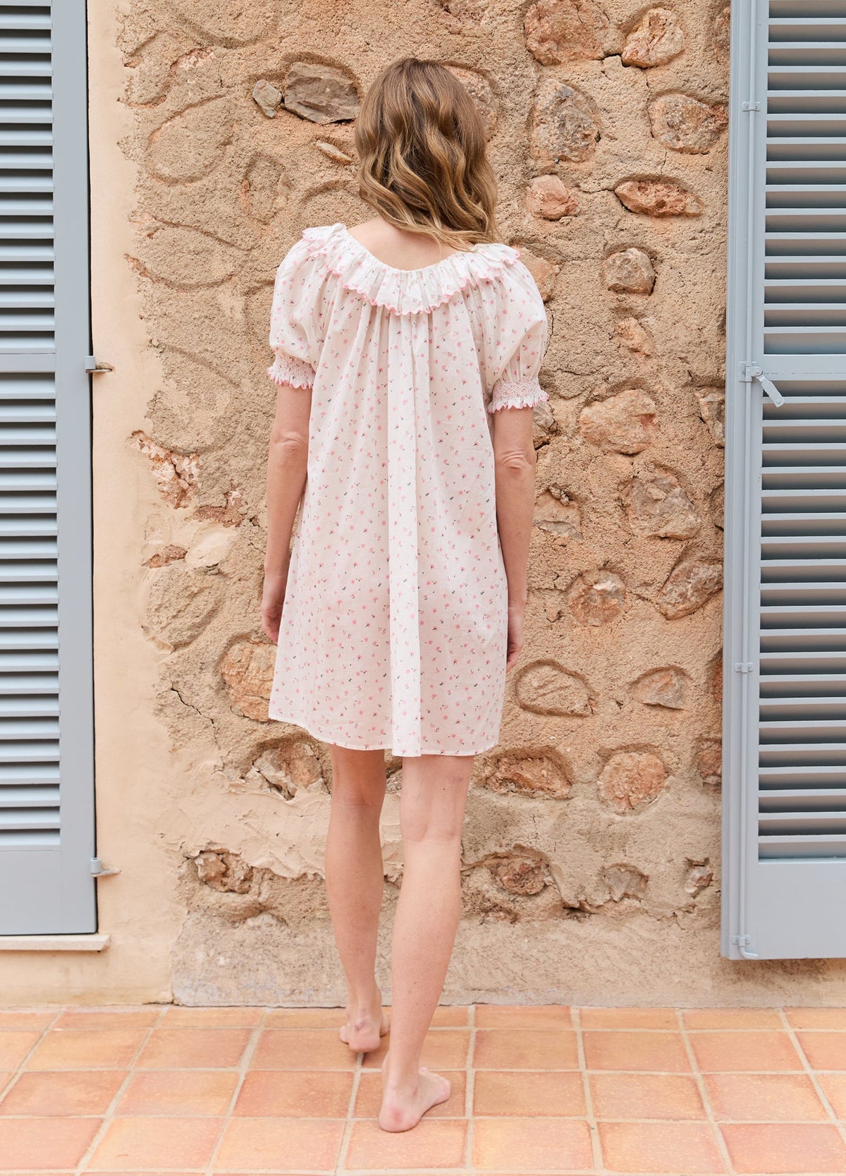 Dillie Cotton Nightdress in Pink Cornflower