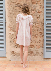 Dillie Cotton Nightdress in Pink Cornflower