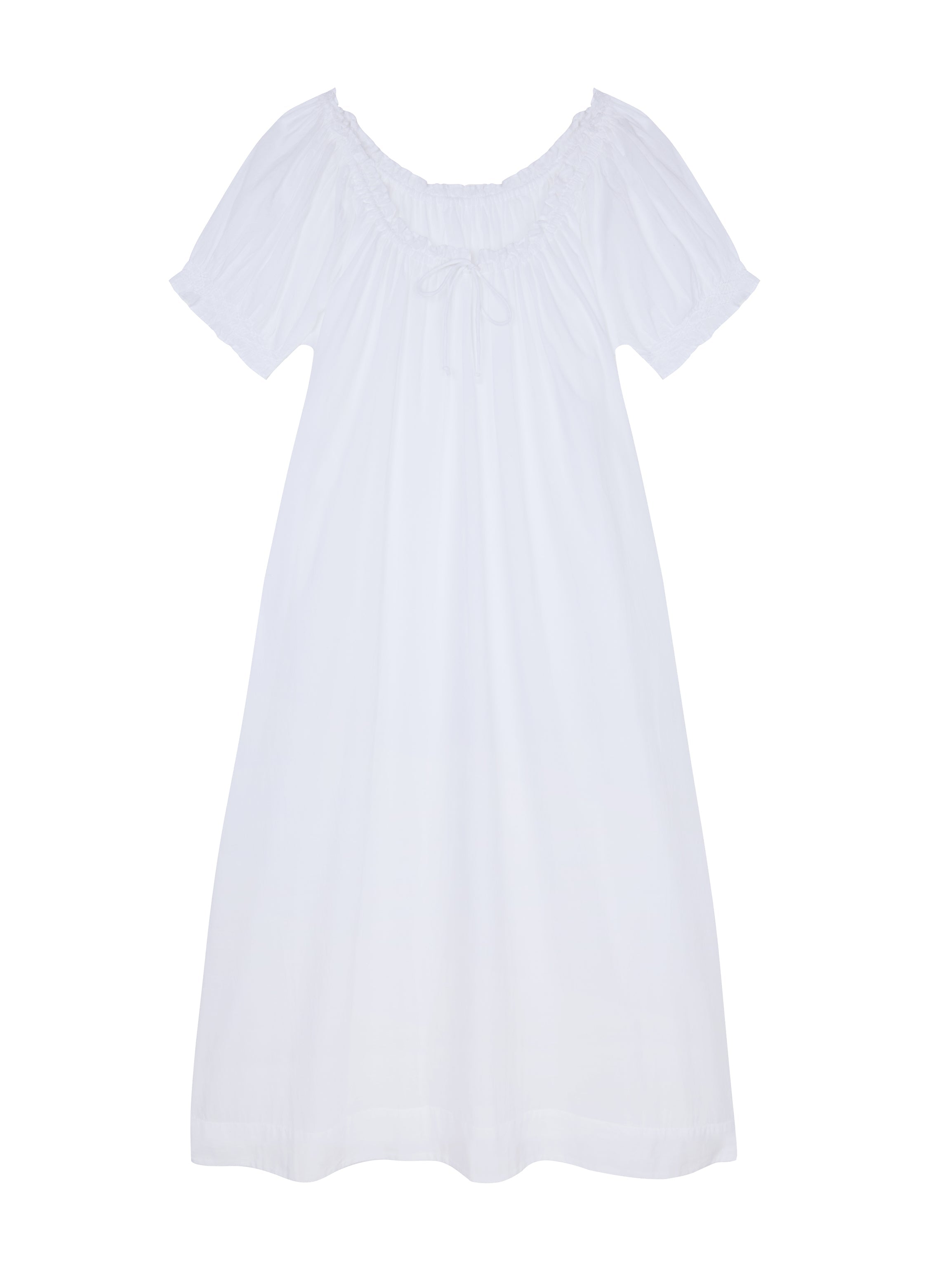 Clover Long Cotton Nightdress in White