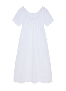 Clover Long Cotton Nightdress in White