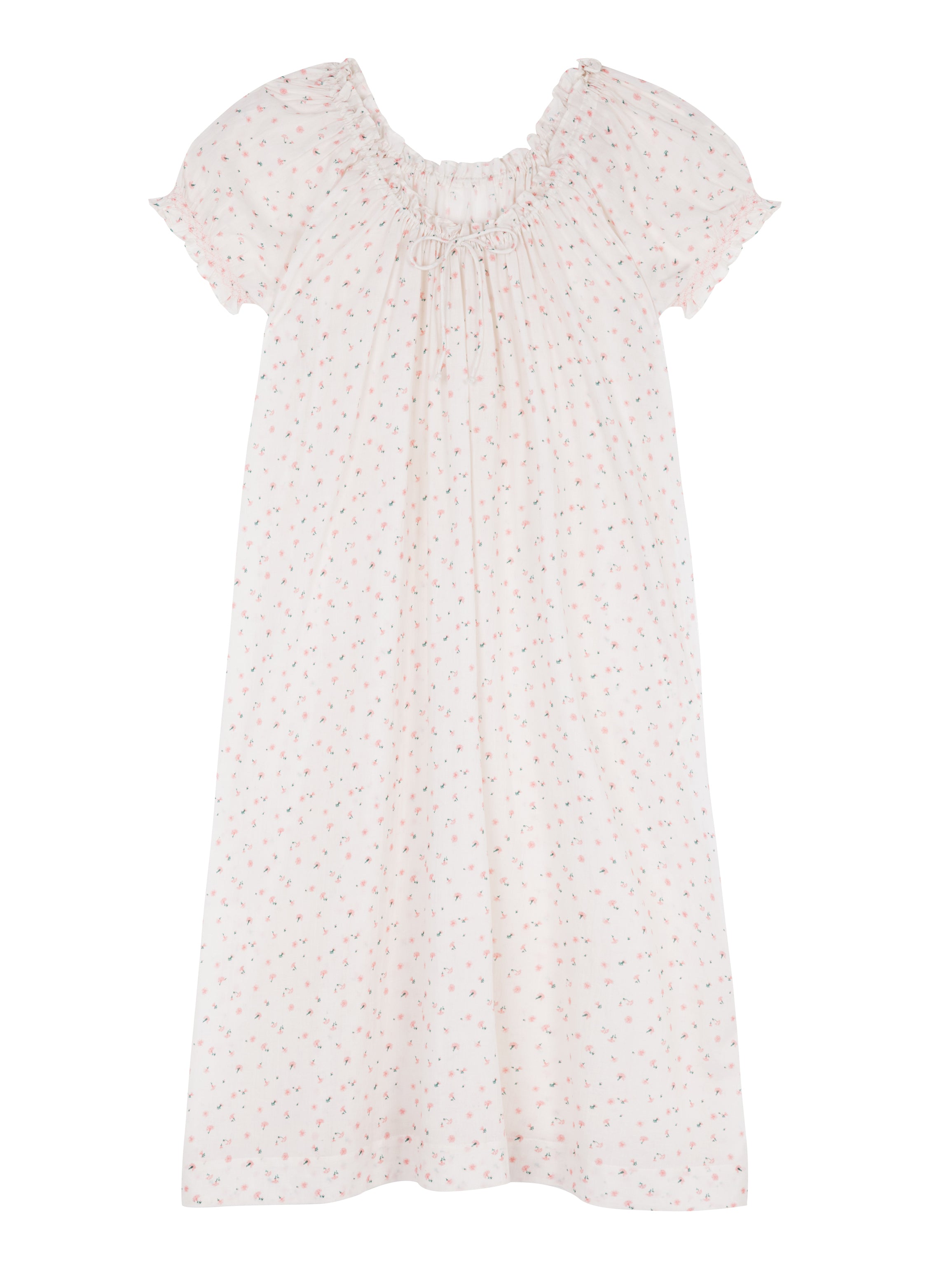 Clover Long Cotton Nightdress in Pink Cornflower