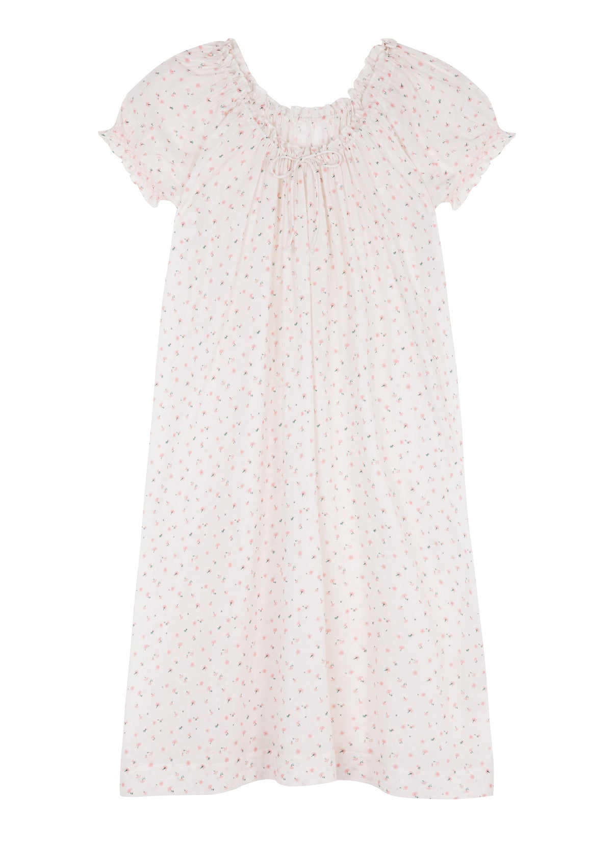 Clover Long Cotton Nightdress in Pink Cornflower