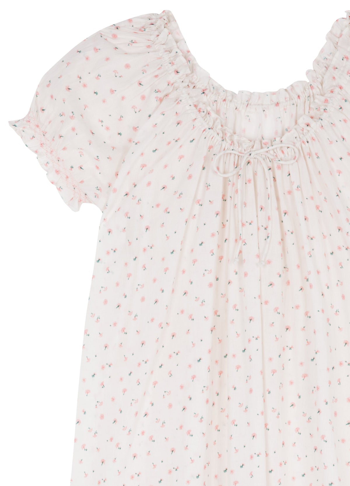Clover Long Cotton Nightdress in Pink Cornflower