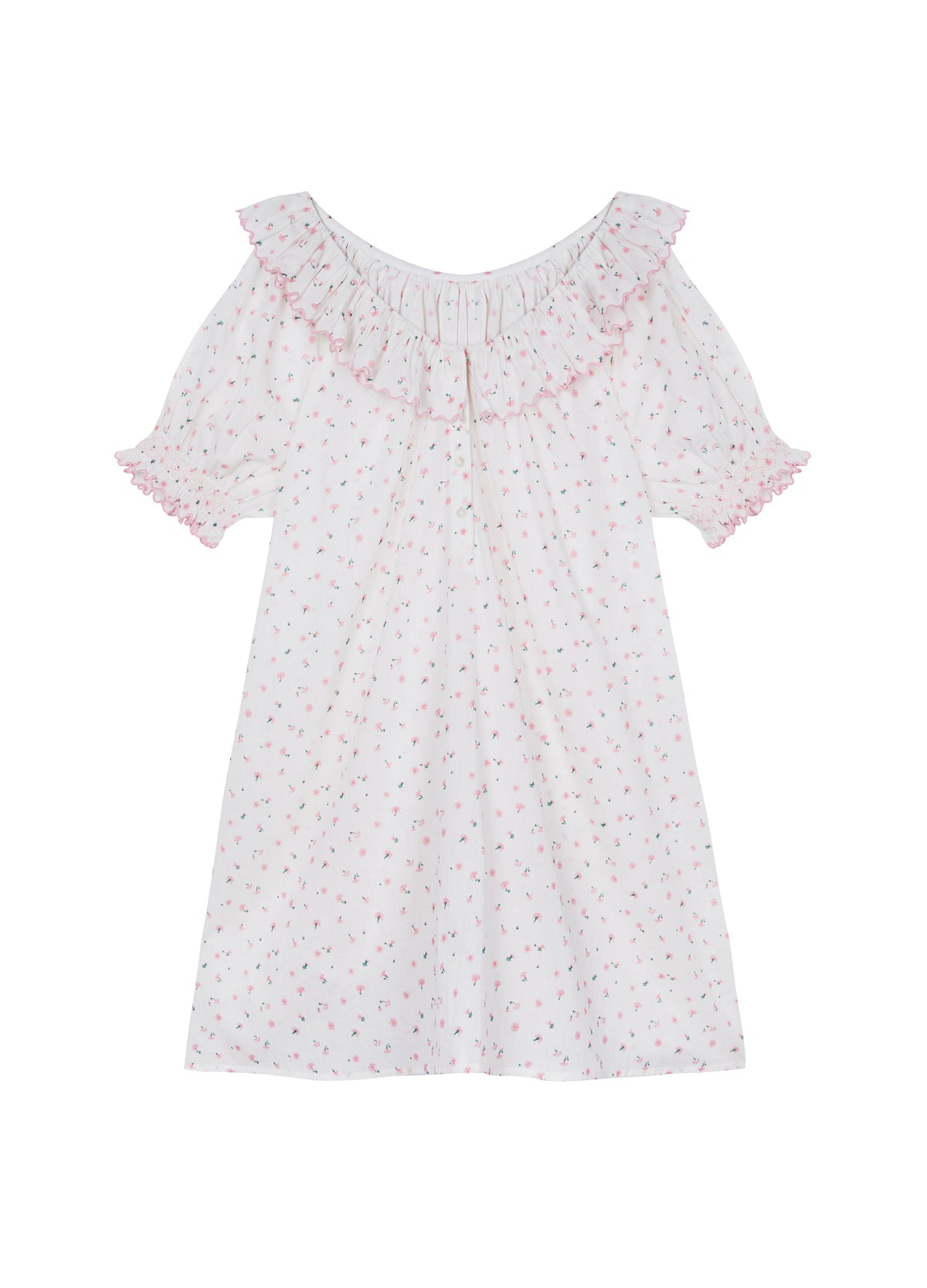 Dillie Cotton Nightdress in Pink Cornflower