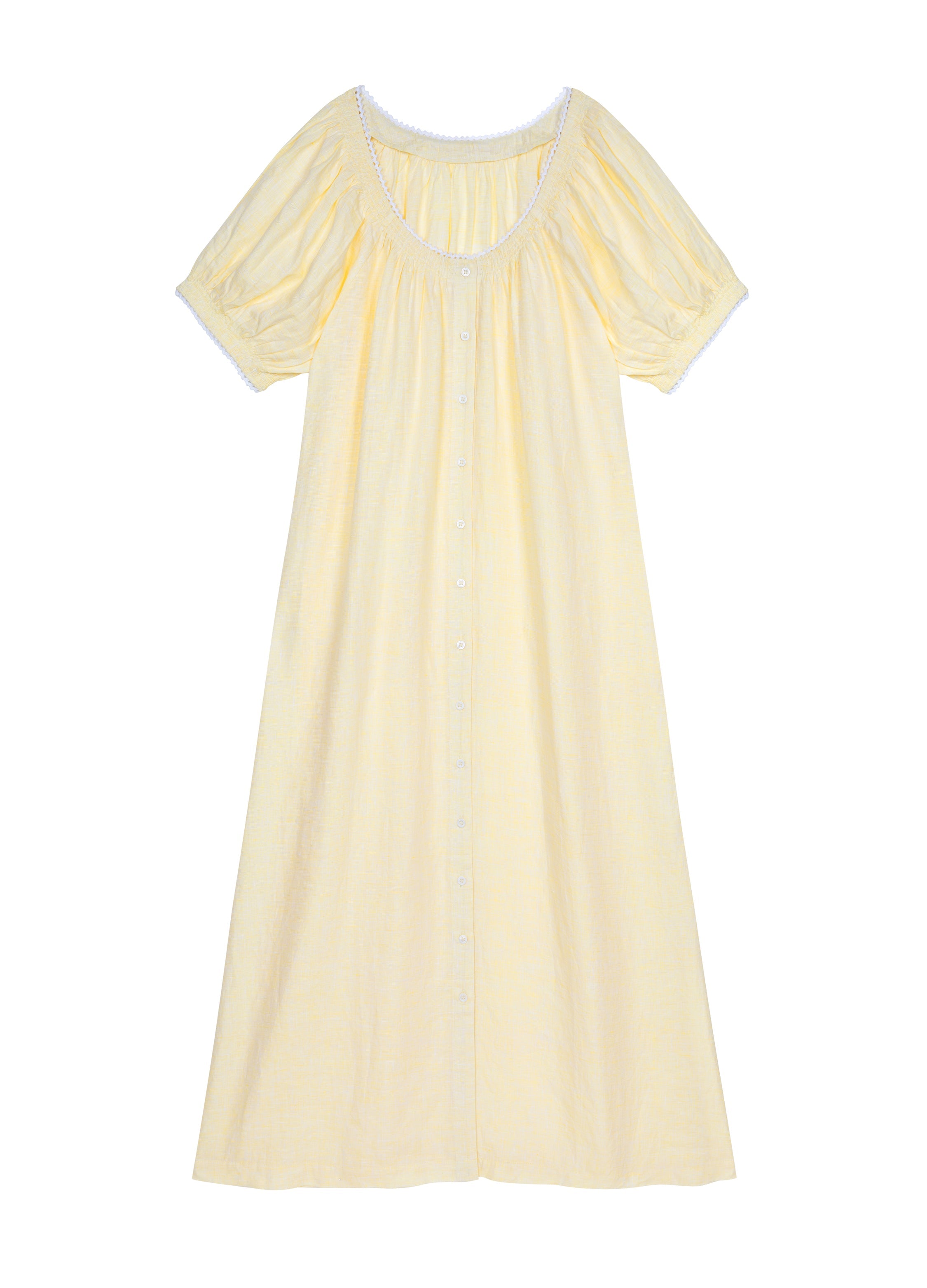 Elle Linen Nightdress in Amalfi Lemon