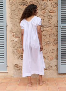 Clover Long Cotton Nightdress in White