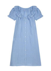 Jenny Linen Nightdress in Powder Blue