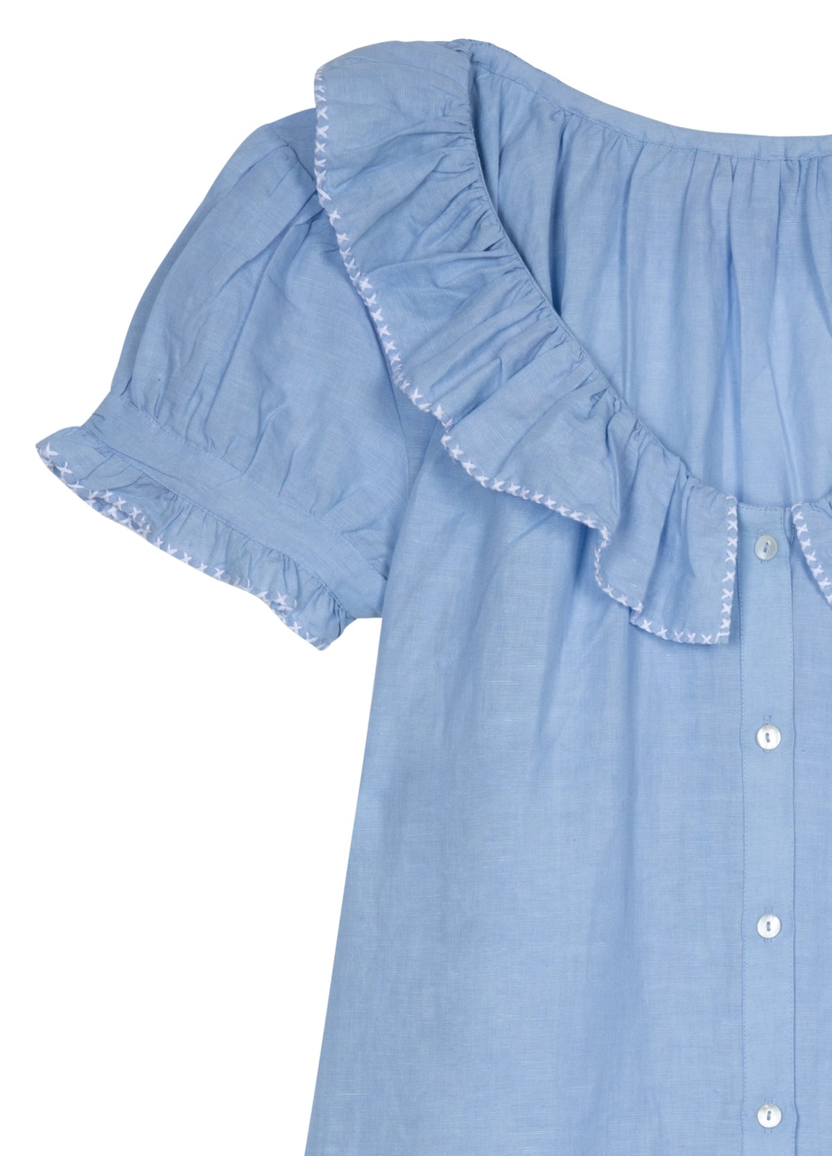 Jenny Linen Nightdress in Powder Blue