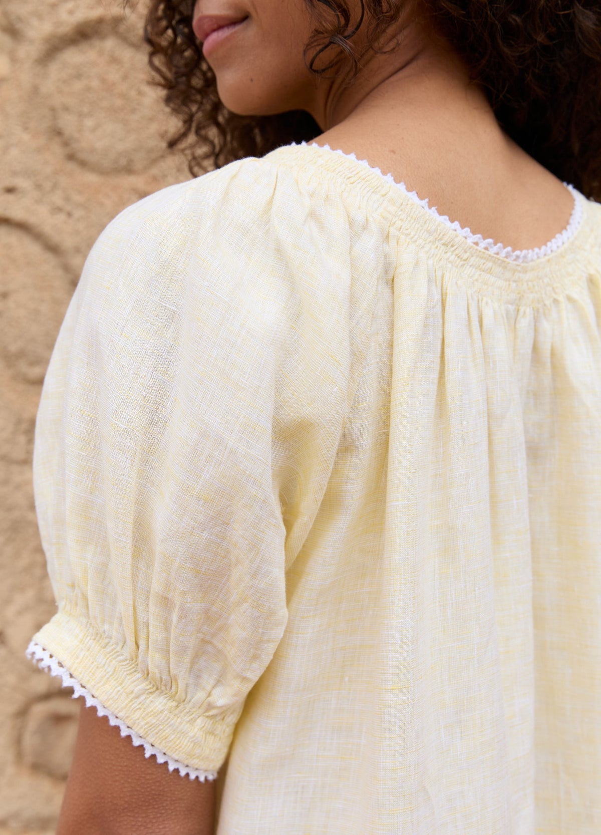 Elle Linen Nightdress in Amalfi Lemon