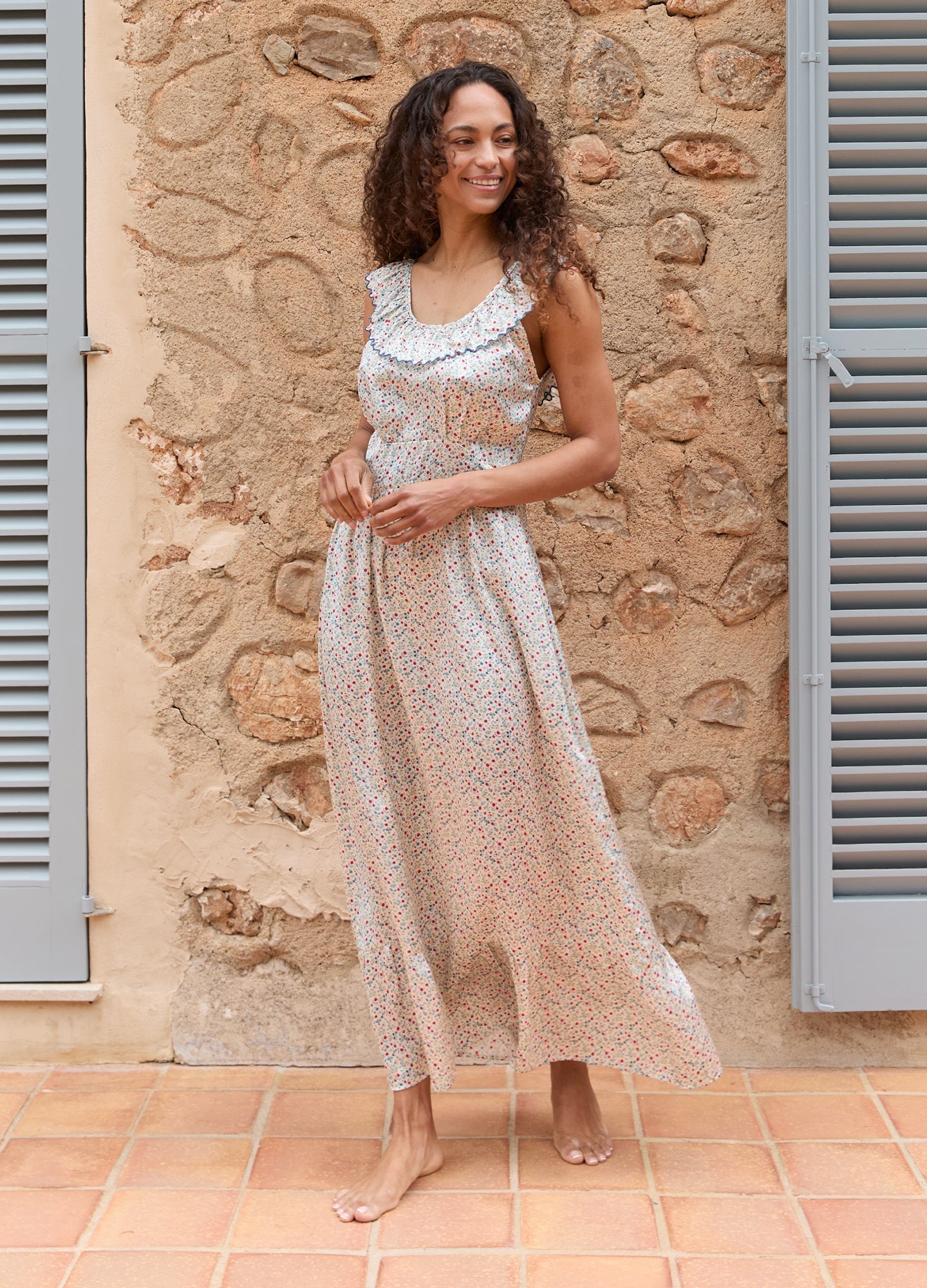 Valentia Silk Nightdress in Meadow
