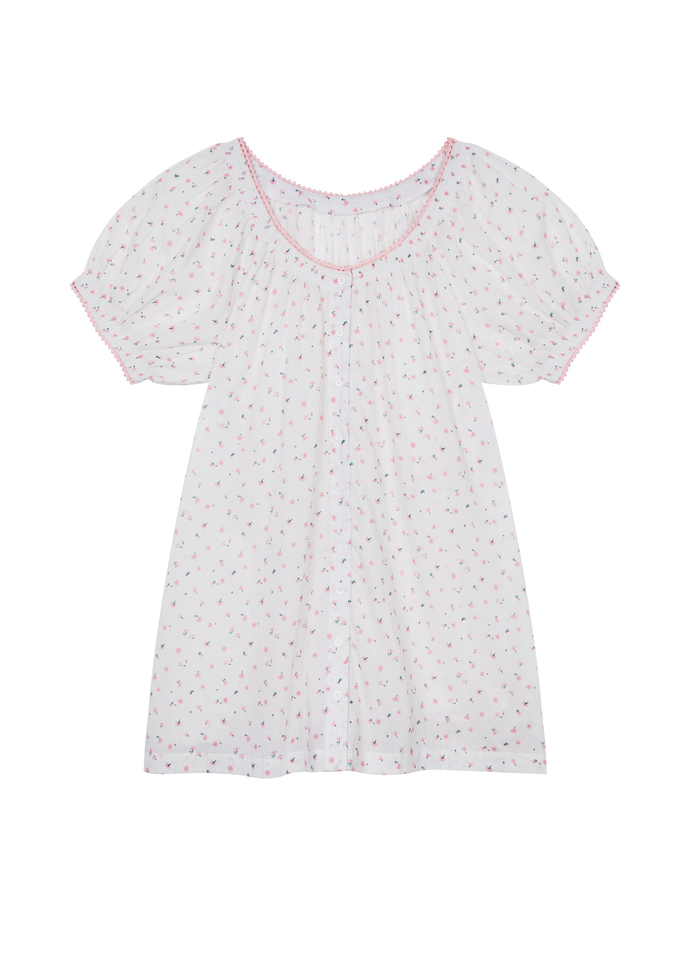 Caitlyn Cotton Nightdress in Pink Cornflower