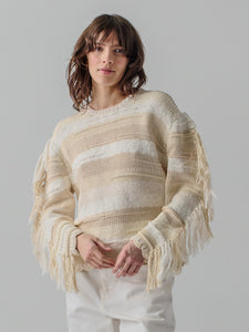 Marathi Crewneck RTW LINGUA FRANCA NYC Cream Stripe XS