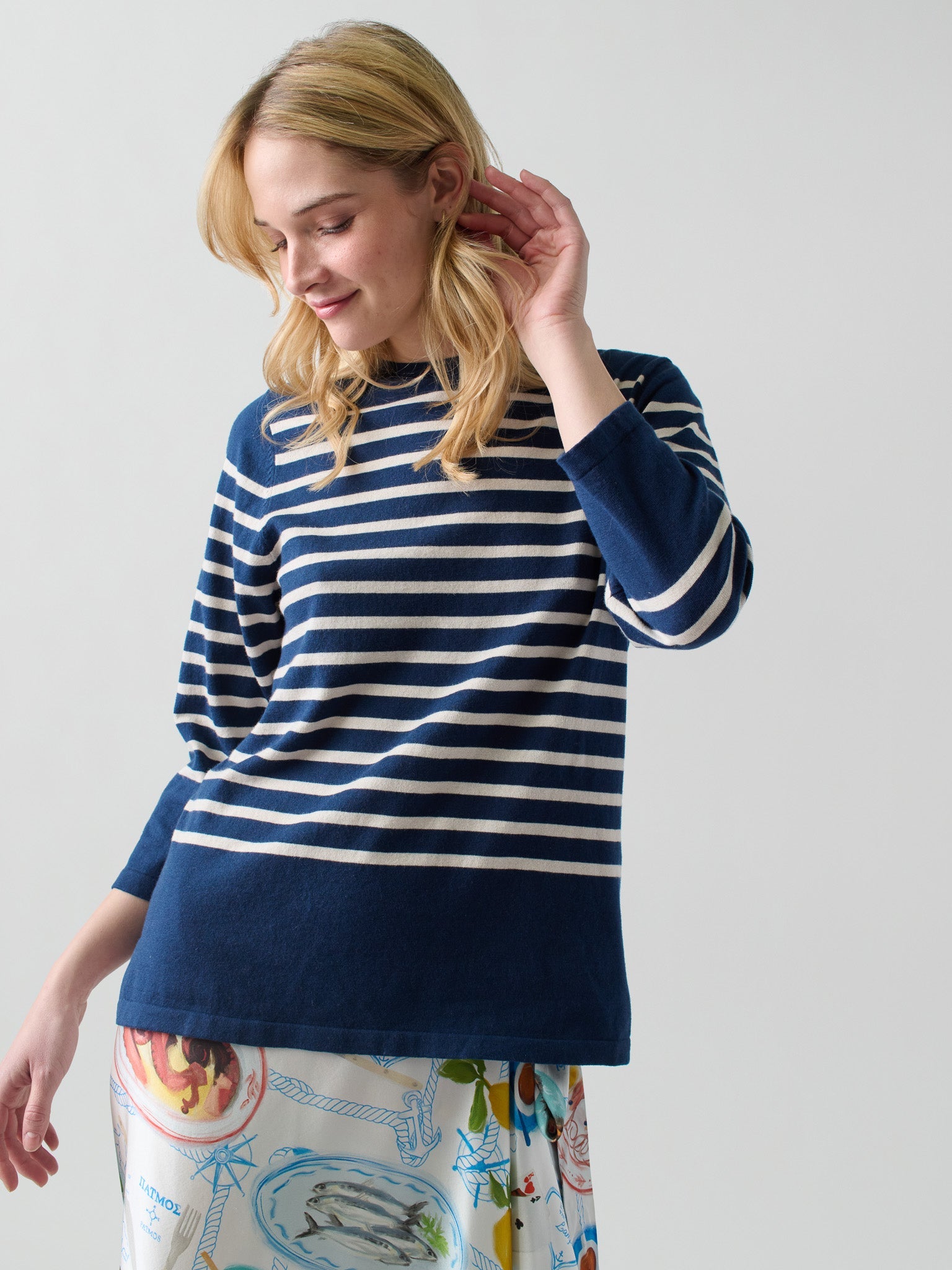 Striped Boatneck RTW LINGUA FRANCA NYC Navy XS