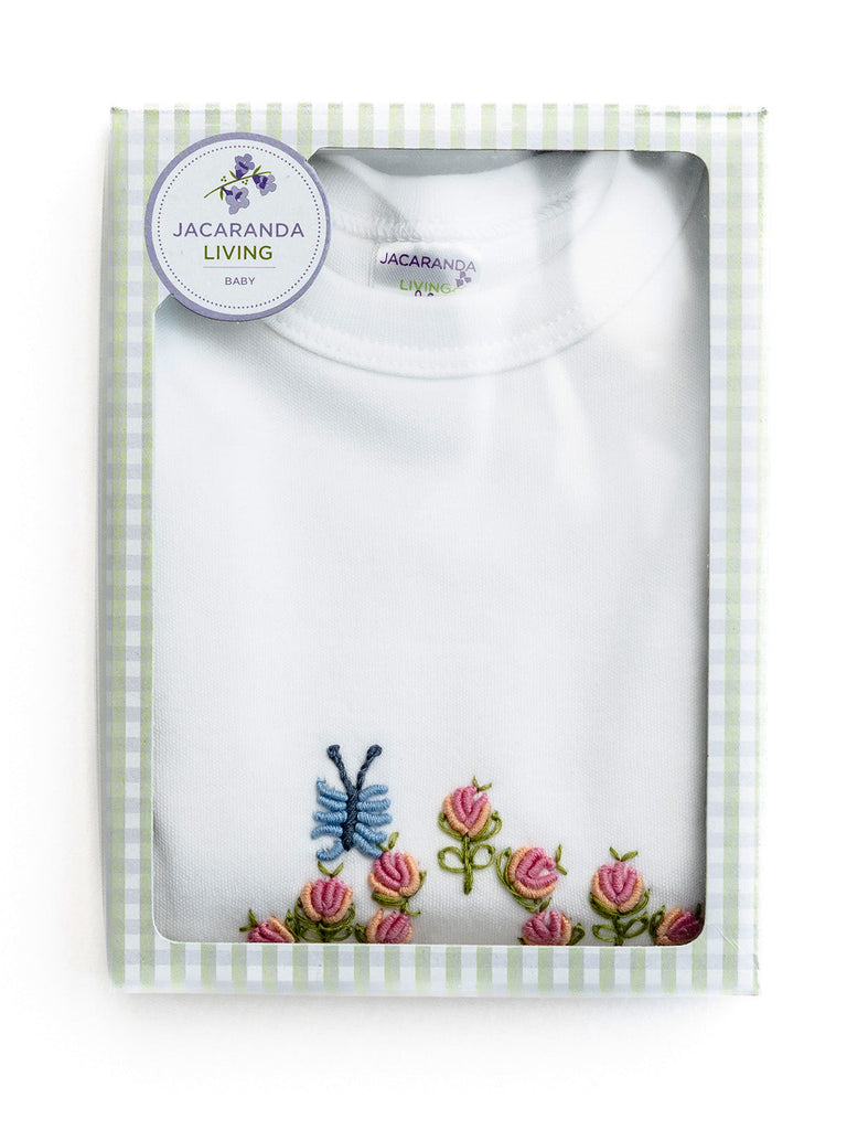 Baby Gown in Combed Cotton Embroidered