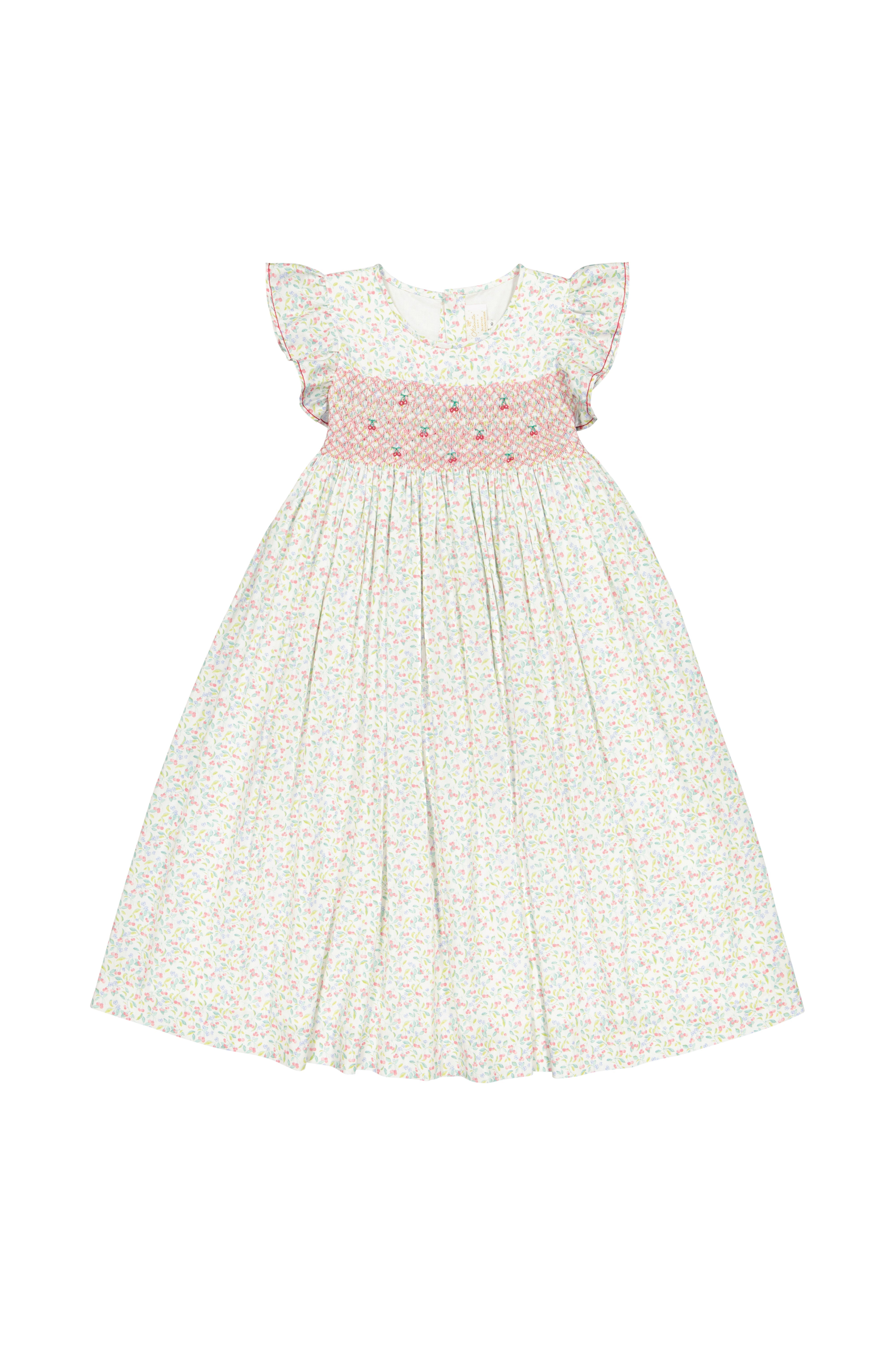 Alizee Cherry Ruffled Sleeve Empire Dress