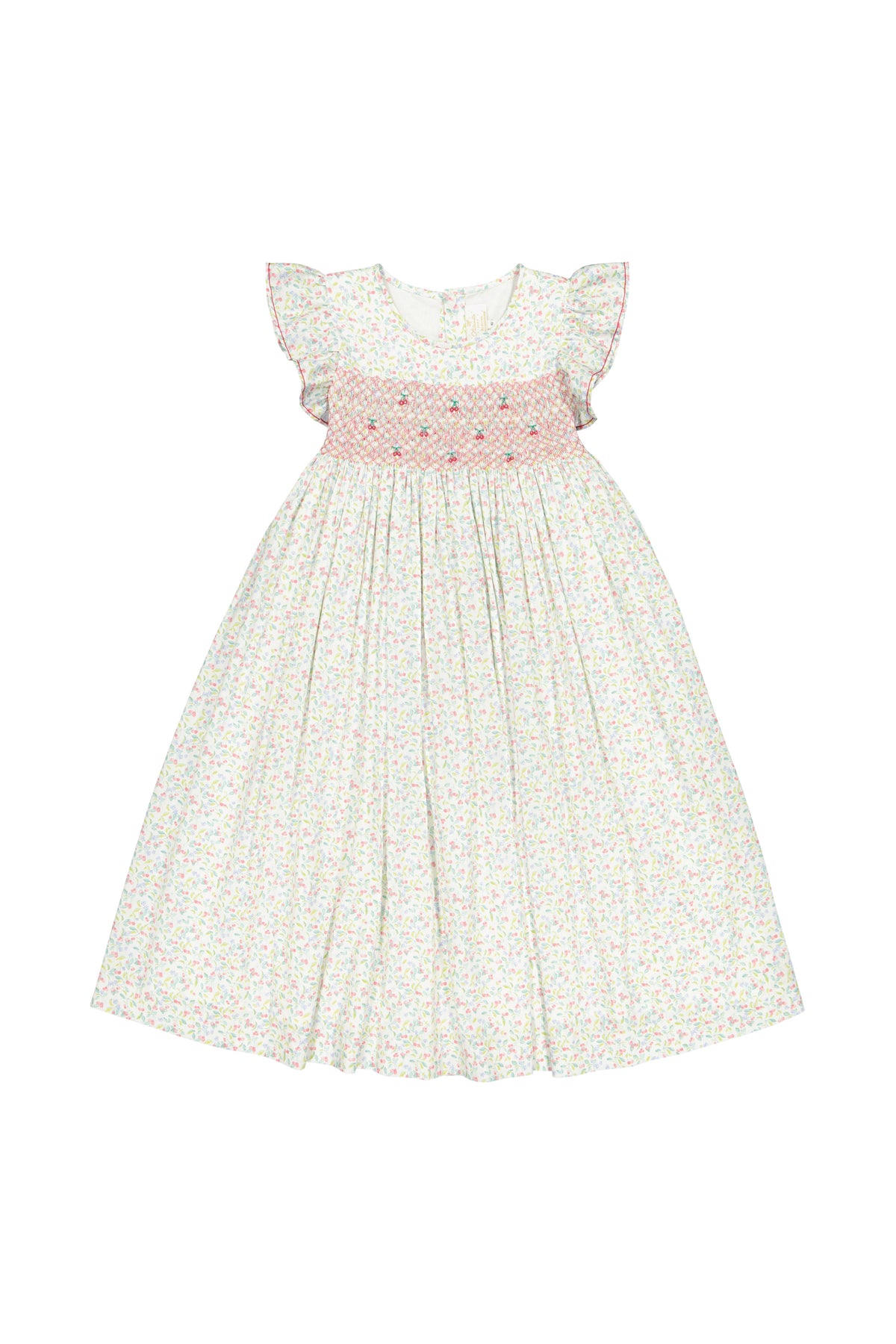 Alizee Cherry Ruffled Sleeve Empire Dress