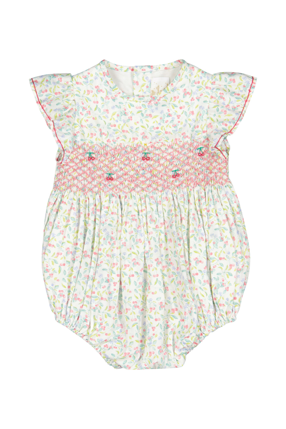 Alizee Cherry Ruffled Sleeve Bubble Romper