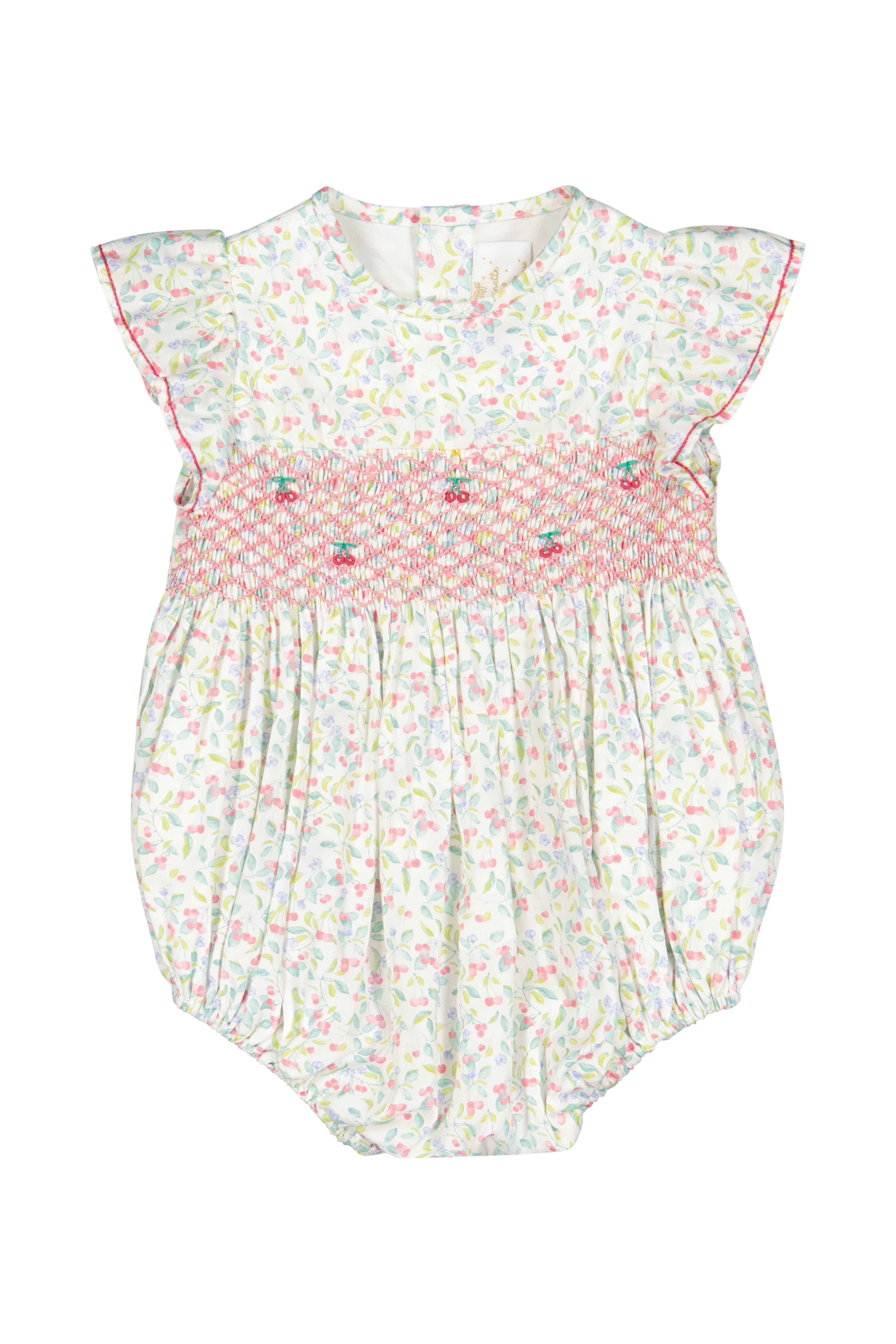 Alizee Cherry Ruffled Sleeve Bubble Romper