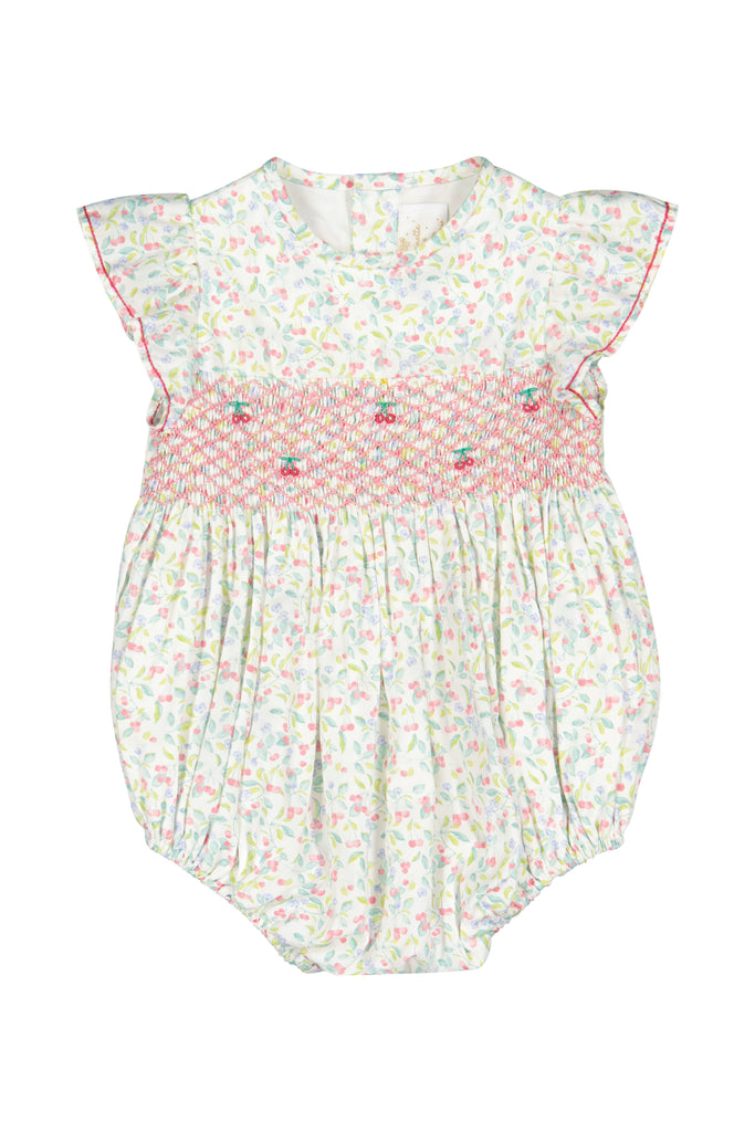 Alizee Cherry Ruffled Sleeve Bubble Romper