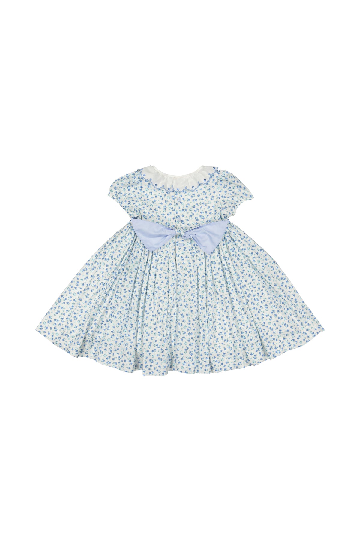 Isadora Floral Blue Short Puff Empire Dress