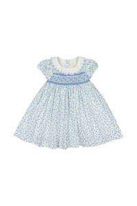 Isadora Floral Blue Short Puff Empire Dress