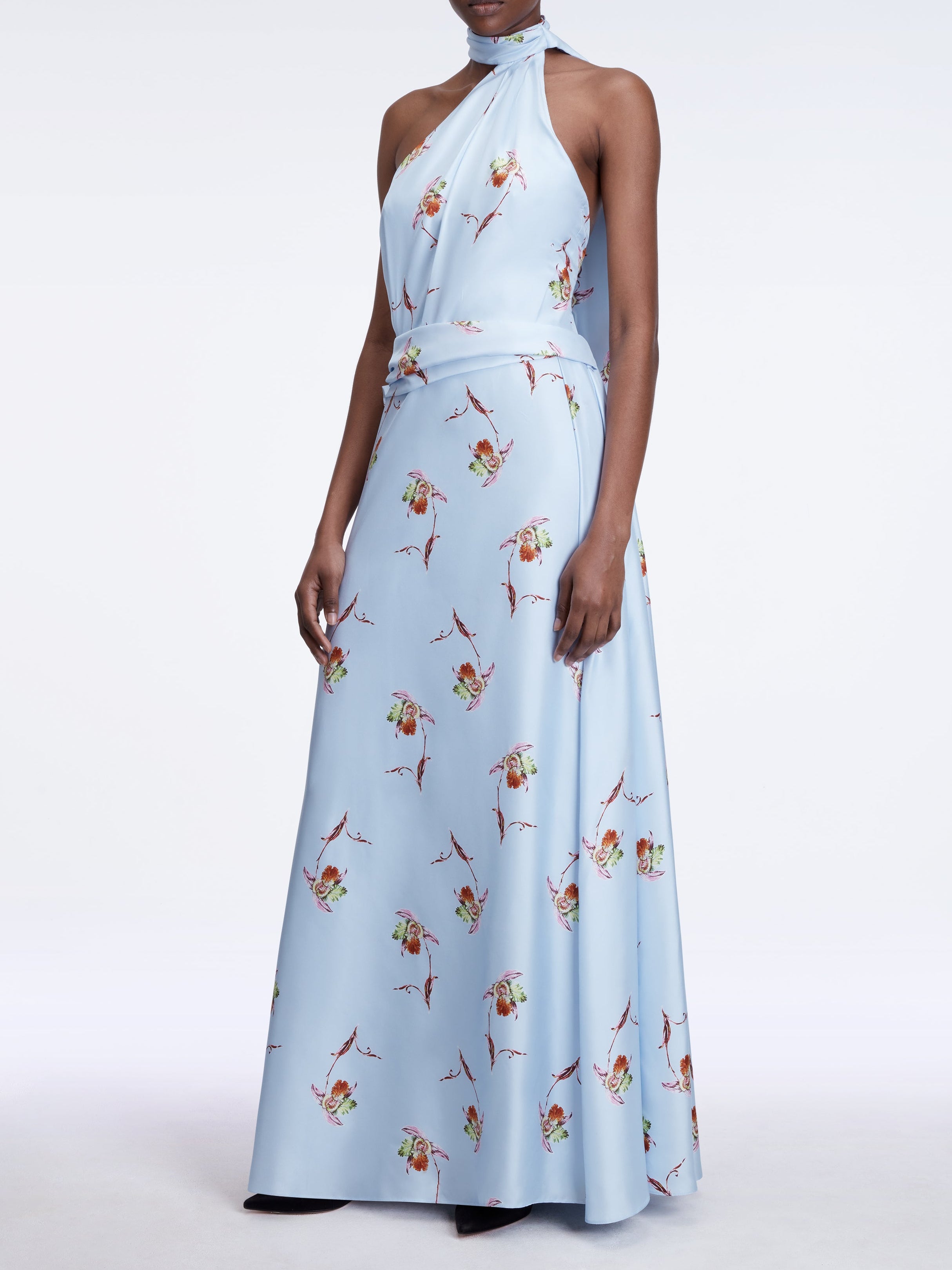 Desde Dress in Blue Lily Silk Twill