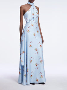 Desde Dress in Blue Lily Silk Twill