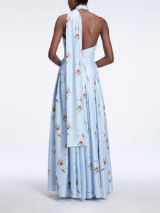 Desde Dress in Blue Lily Silk Twill