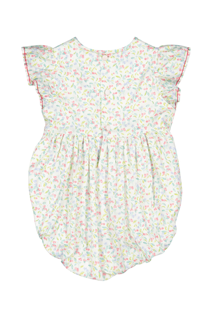 Alizee Cherry Ruffled Sleeve Bubble Romper