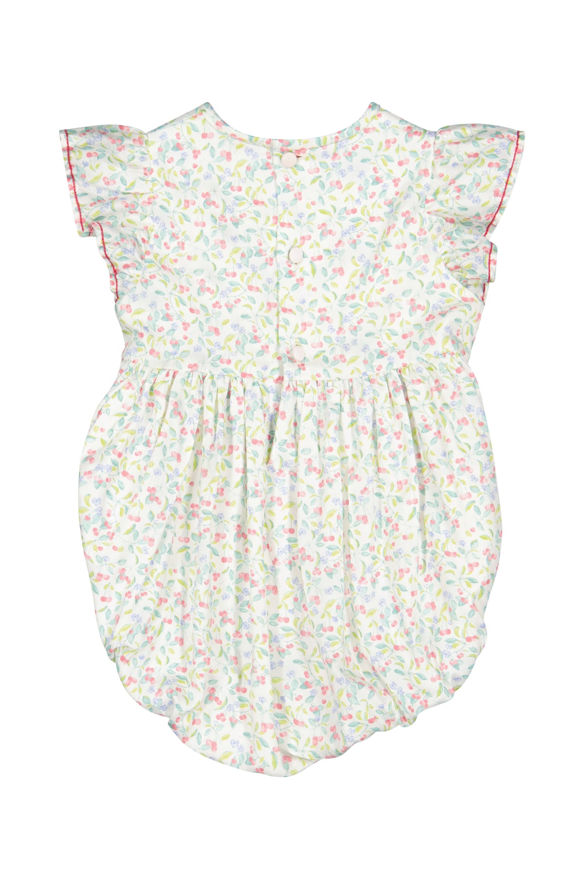 Alizee Cherry Ruffled Sleeve Bubble Romper