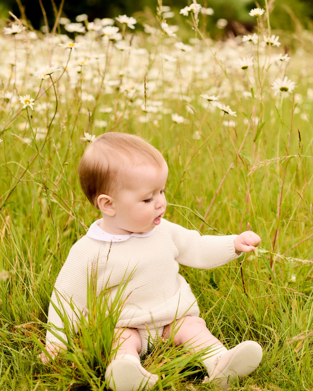 Coraline Wrap Baby Cardigan in Milky White