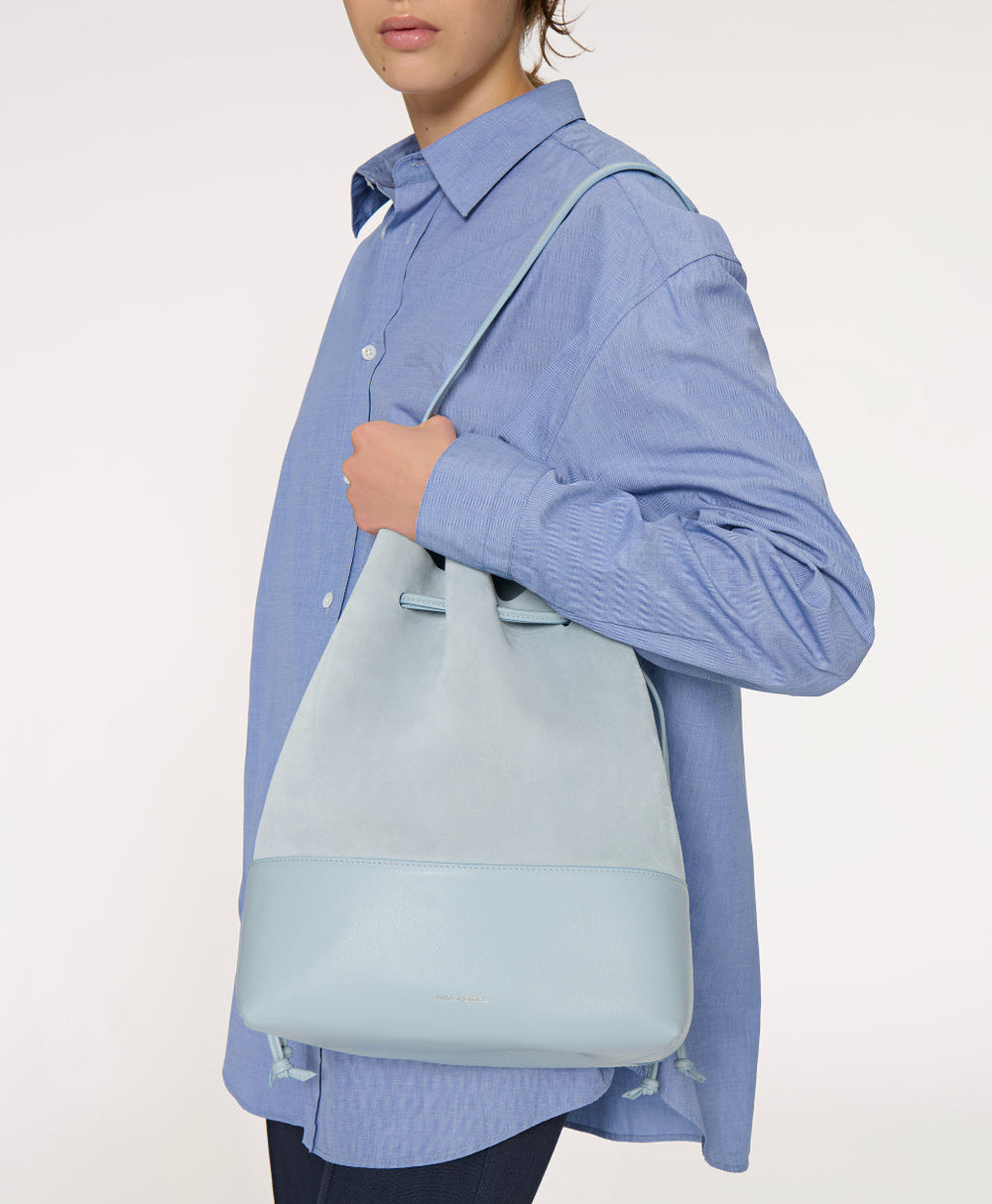 Drawstring Cabas - Baby Blue Suede/Baby Blue