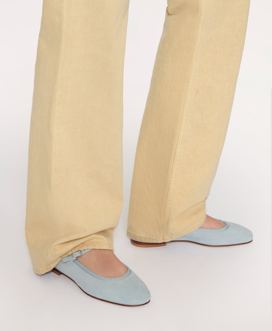 Dance Mary Jane - Baby Blue suede on model 