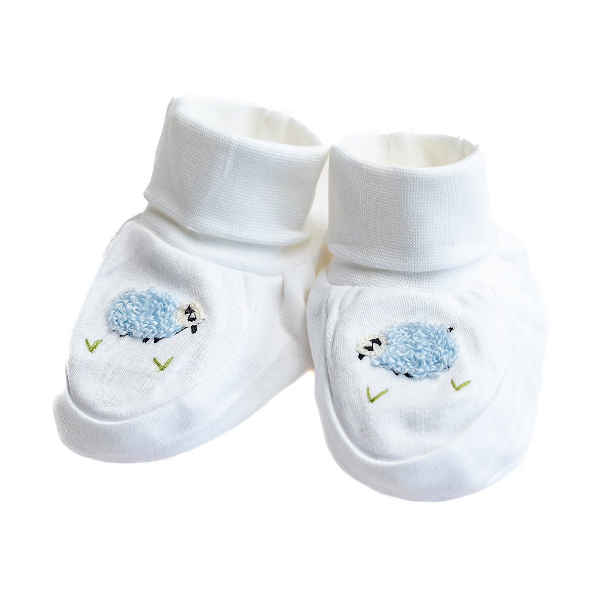 Baby Booties in Combed Cotton Embroidered