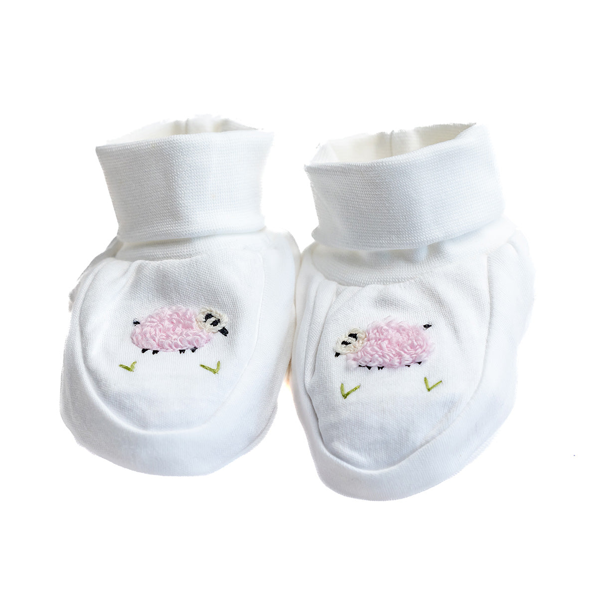 Baby Booties in Combed Cotton Embroidered