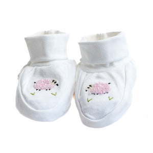 Baby Booties in Combed Cotton Embroidered