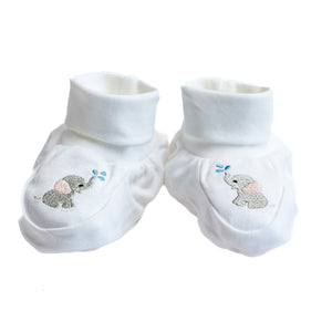 Baby Booties in Combed Cotton Embroidered