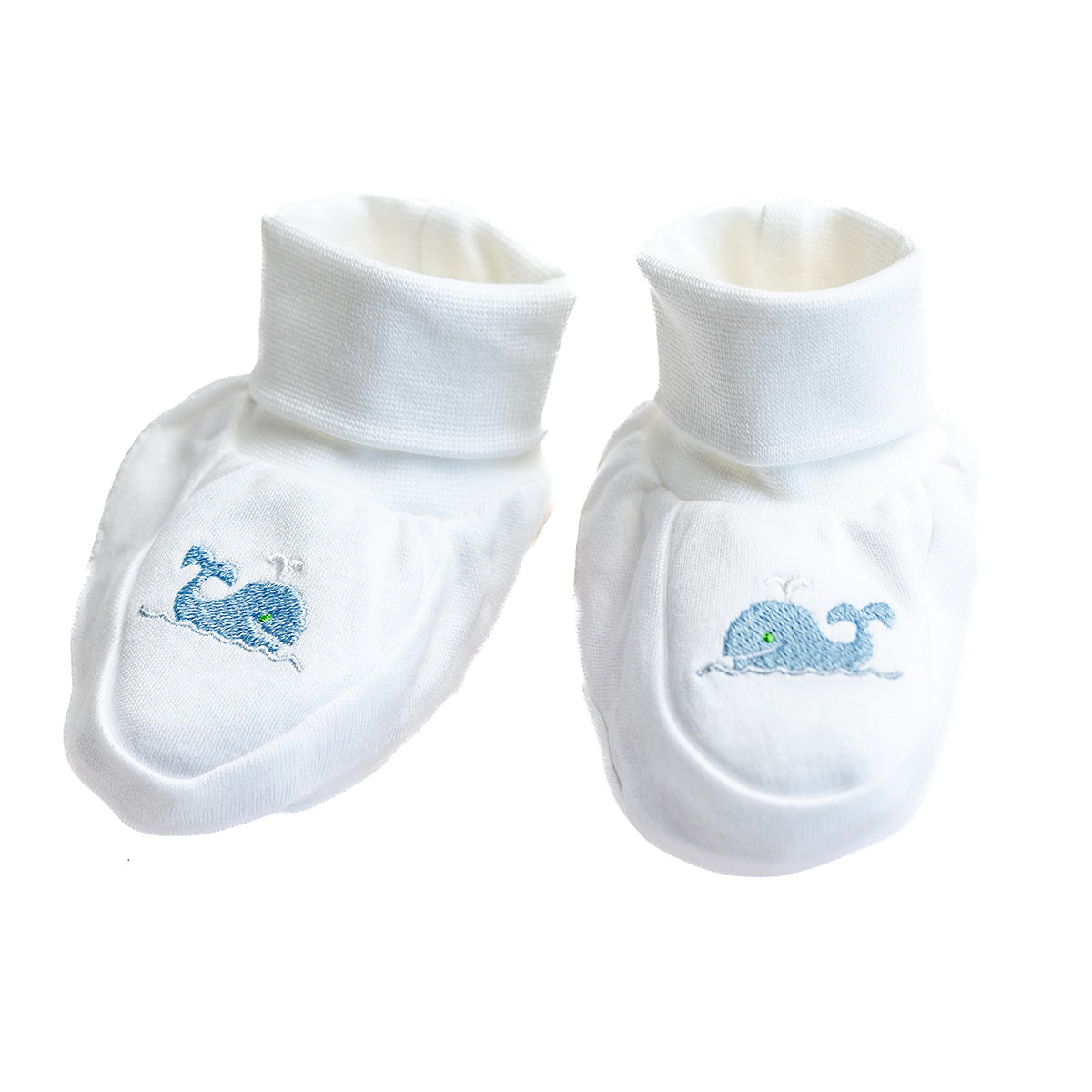 Baby Booties in Combed Cotton Embroidered