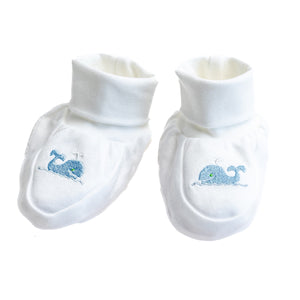 Baby Booties in Combed Cotton Embroidered