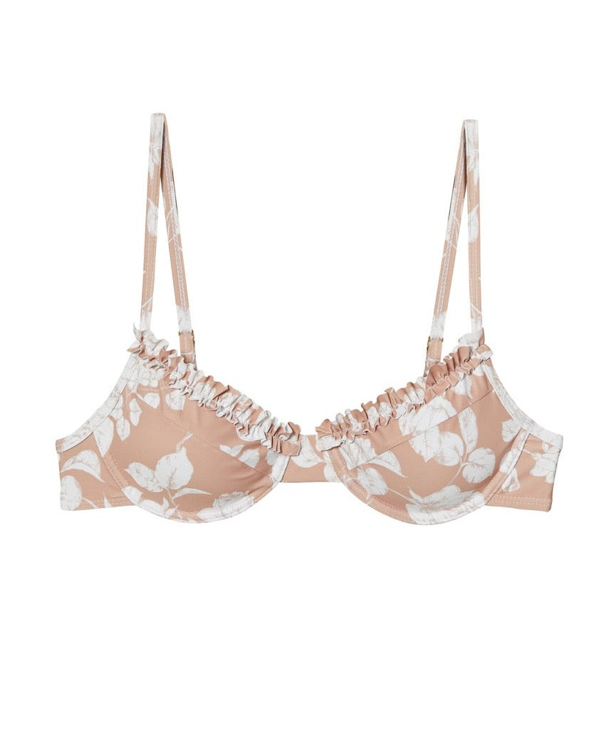 Bowe Top Ruffle in Nude Floral
