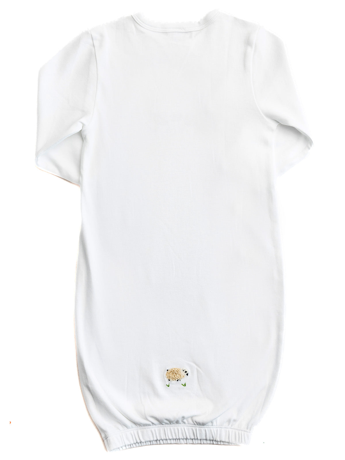 White baby romper with a small design on a white background