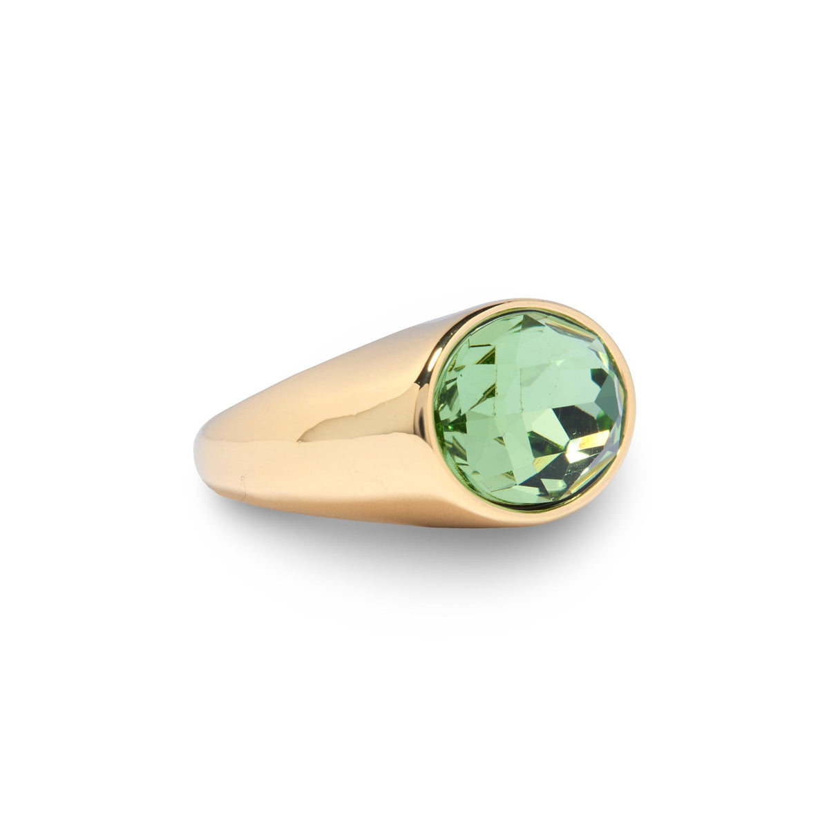 Gold Crystal Bezel Oval Gold Stone Ring