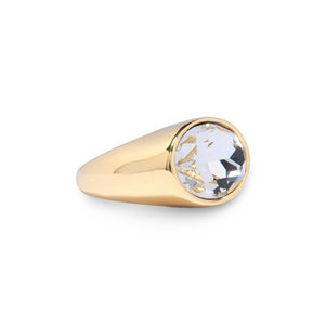 Gold Crystal Bezel Oval Gold Stone Ring