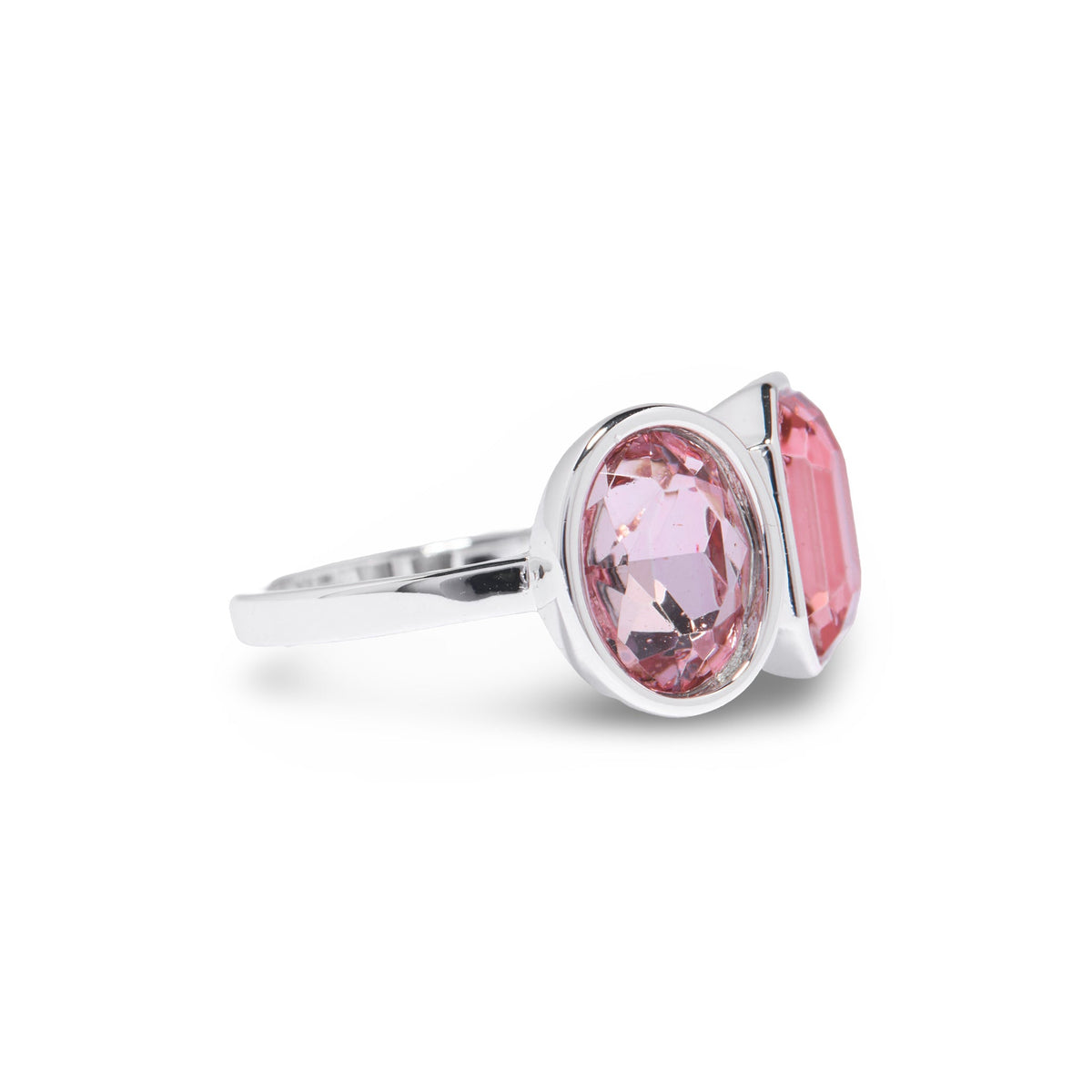 Silver Pink/Pink Two Stone Ring