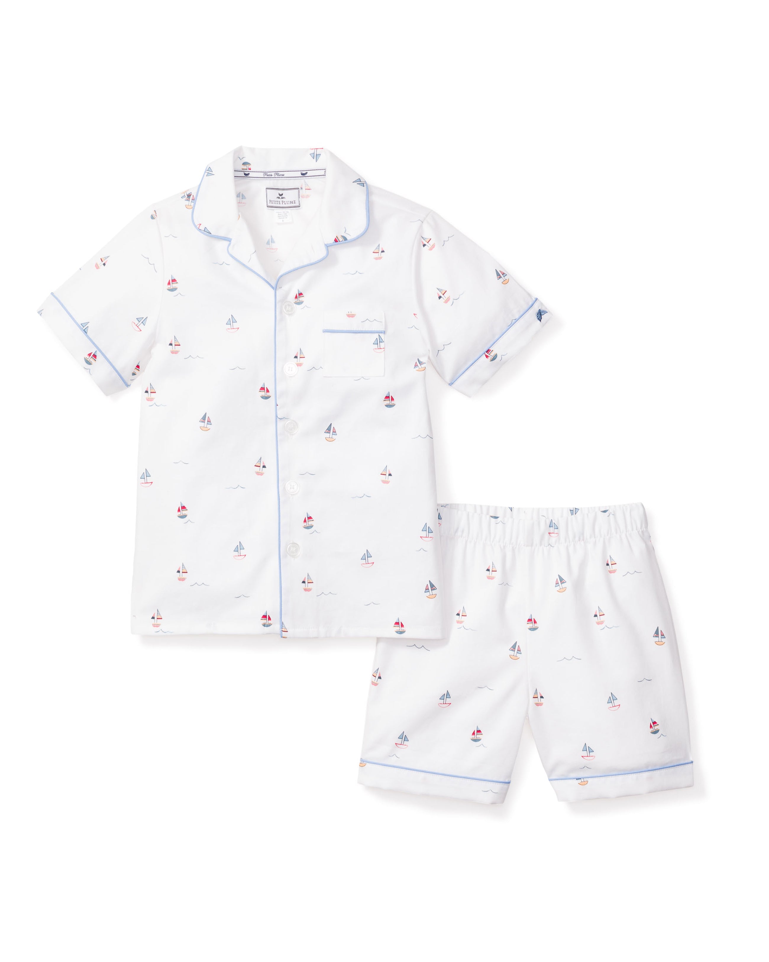 Kid’s Twill Pajama Short Set in Bateau