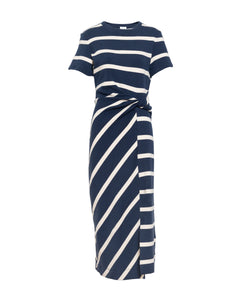 Short Sleeve Striped Cody Dress in Maritime Blue & Cream Wide Stripe