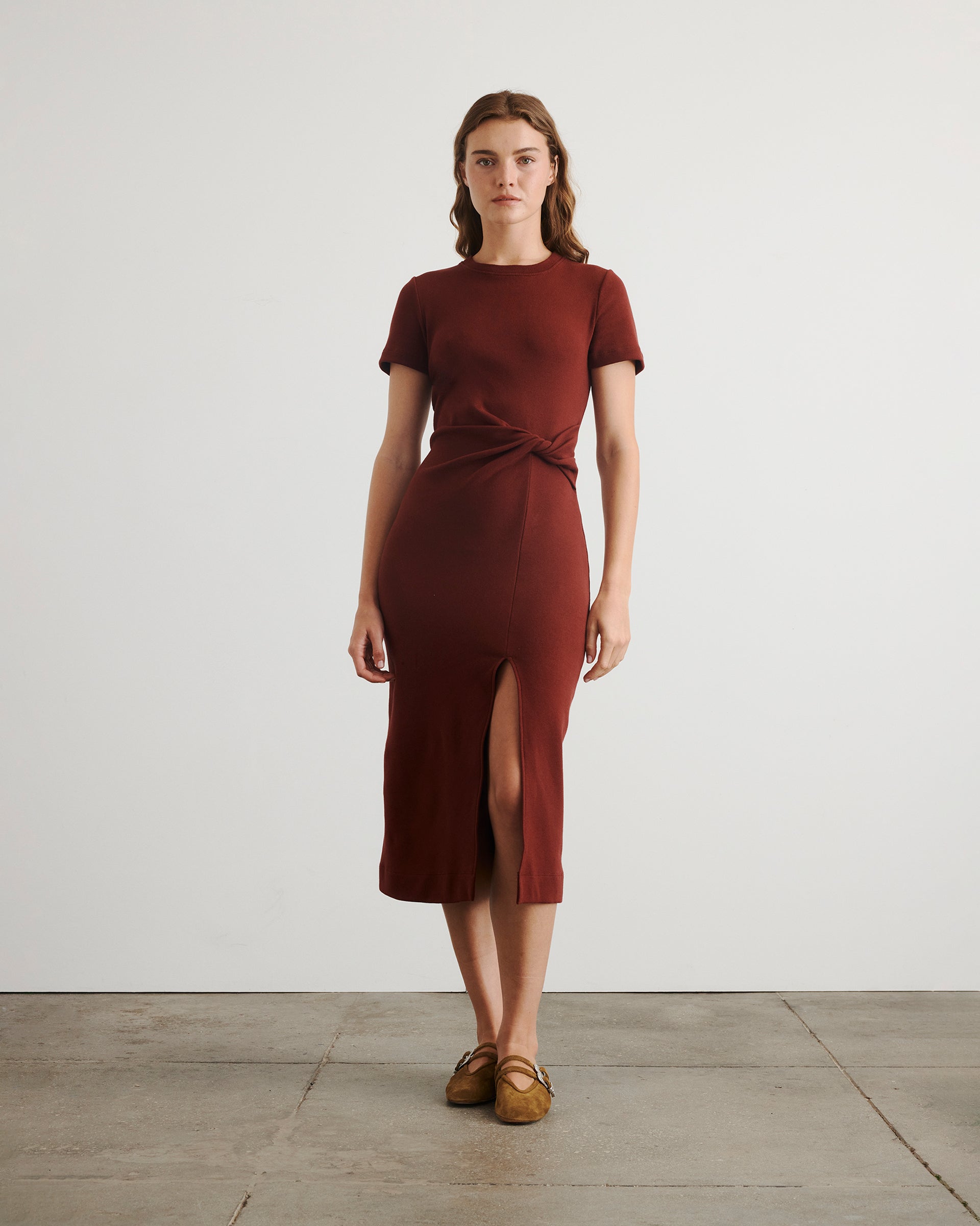 Short Sleeve Cody Dress in Raisin