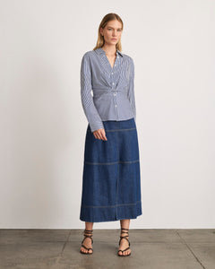 Long Sleeve Oakley Top in Blue & Optic White