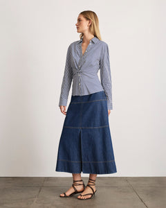 Long Sleeve Oakley Top in Blue & Optic White