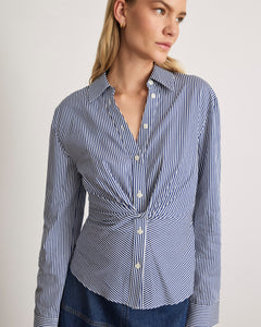 Long Sleeve Oakley Top in Blue & Optic White